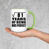9th Anniversary Square Root of 81 Years of Mrs Perfect - 15oz Accent Mug Green