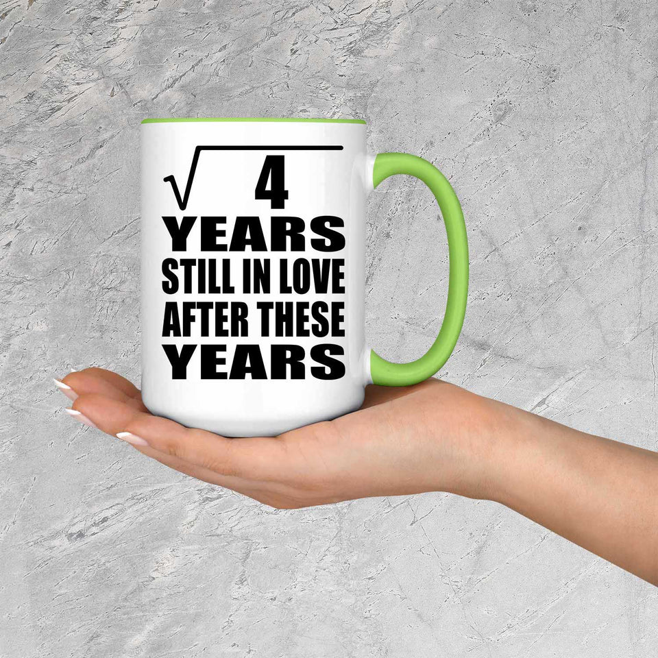 2nd Anniversary Square Root of 4 Years Still In Love - 15oz Accent Mug Green