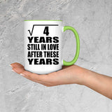 2nd Anniversary Square Root of 4 Years Still In Love - 15oz Accent Mug Green