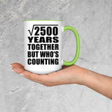 50th Anniversary Square Root of 2500 Years Who's Counting - 15oz Accent Mug Green