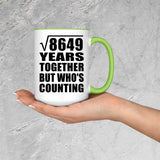 93rd Anniversary Square Root of 8649 Years Who's Counting - 15oz Accent Mug Green