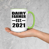 Dairy Farmer Established EST. 2021 - 15oz Accent Mug Green