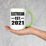 Electrician Established EST. 2021 - 15oz Accent Mug Green
