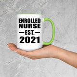 Enrolled Nurse Established EST. 2021 - 15oz Accent Mug Green