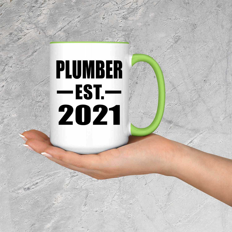 Plumber Established EST. 2021 - 15oz Accent Mug Green