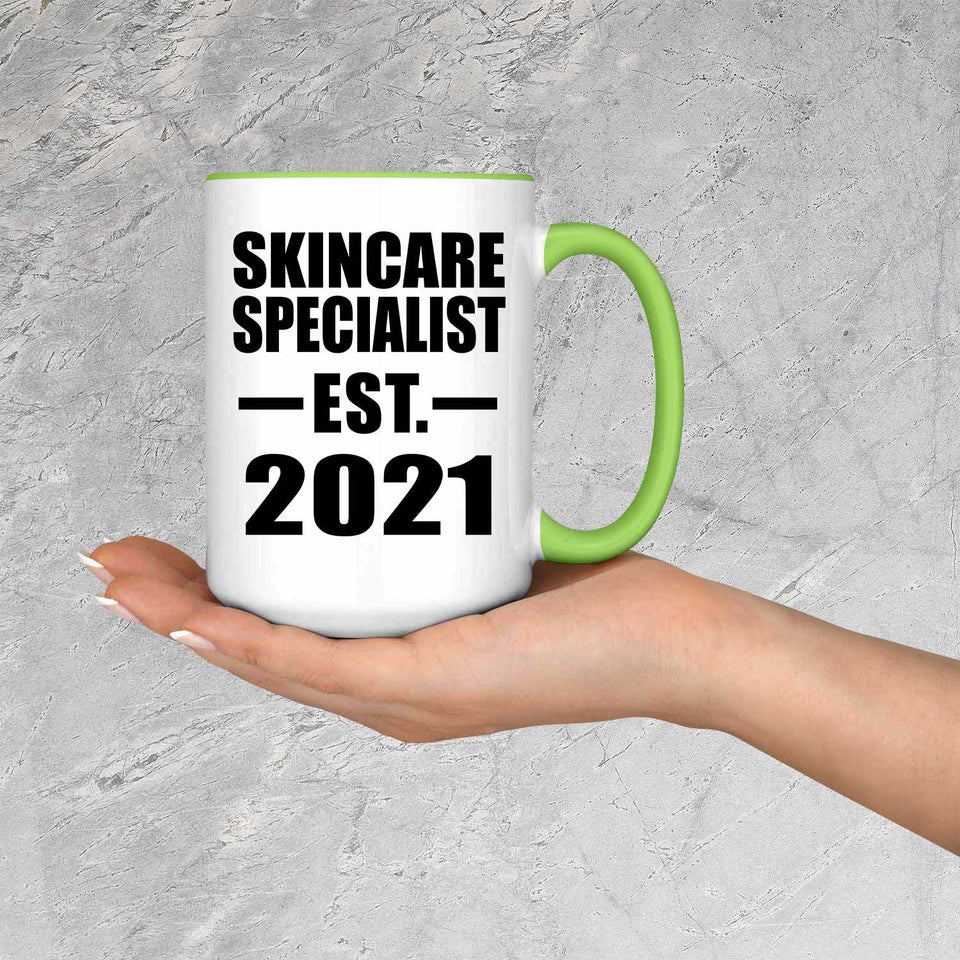 Skincare Specialist Established EST. 2021 - 15oz Accent Mug Green