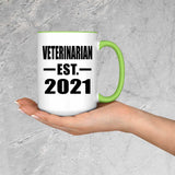 Veterinarian Established EST. 2021 - 15oz Accent Mug Green
