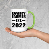 Dairy Farmer Established EST. 2022 - 15oz Accent Mug Green