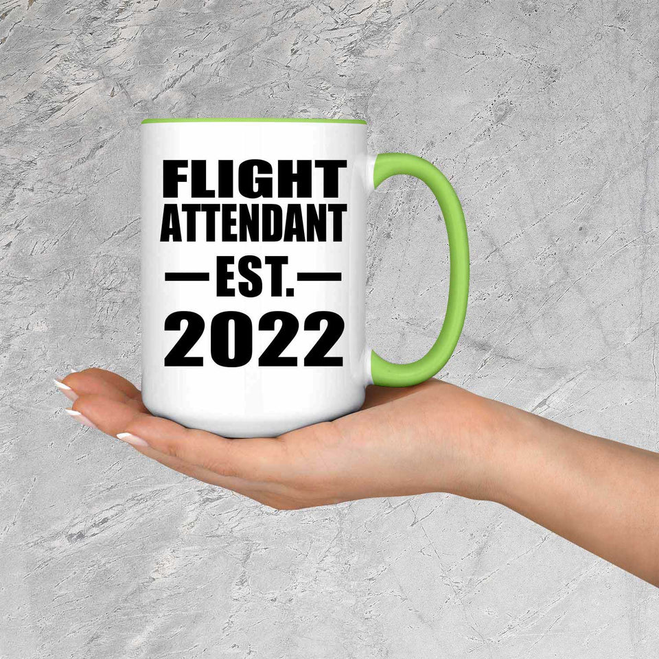 Flight Attendant Established EST. 2022 - 15oz Accent Mug Green