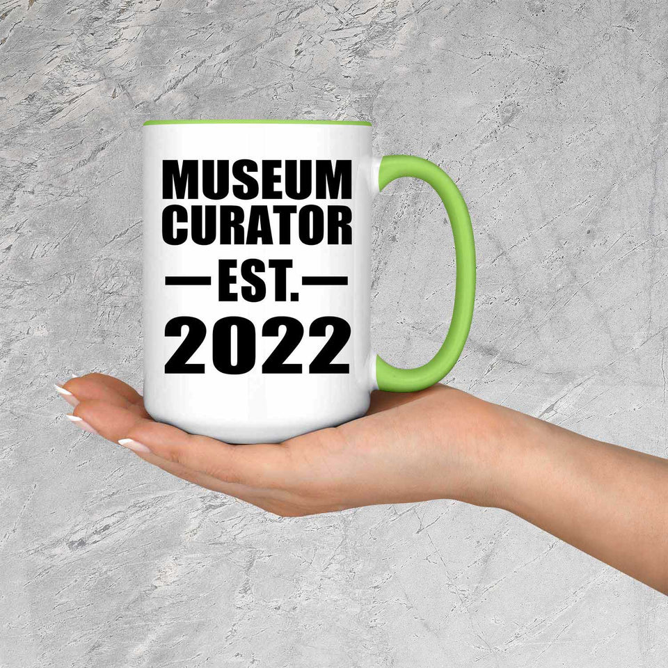 Museum Curator Established EST. 2022 - 15oz Accent Mug Green