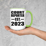 Court Reporter Established EST. 2023 - 15oz Accent Mug Green