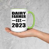 Dairy Farmer Established EST. 2023 - 15oz Accent Mug Green