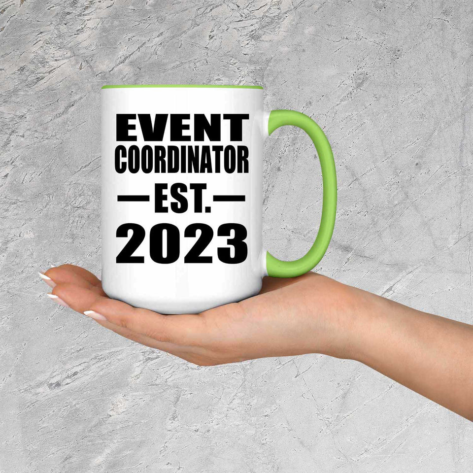 Event Coordinator Established EST. 2023 - 15oz Accent Mug Green