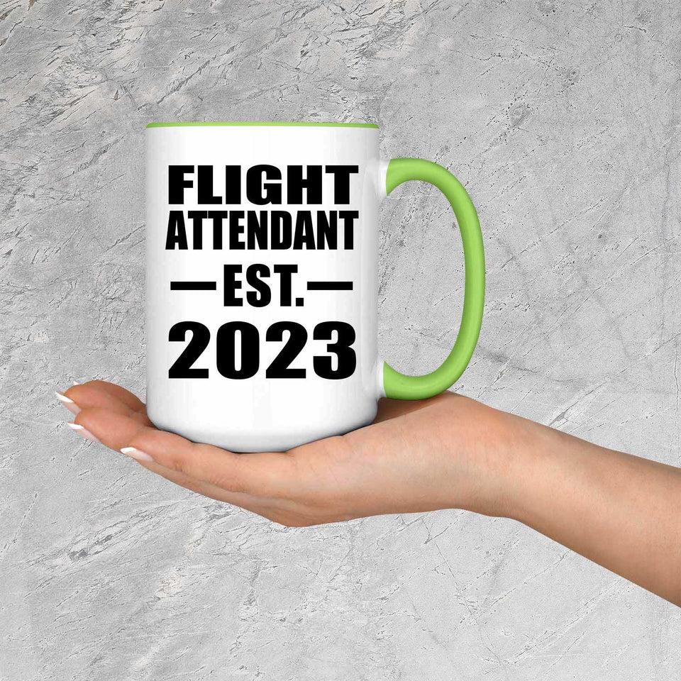 Flight Attendant Established EST. 2023 - 15oz Accent Mug Green