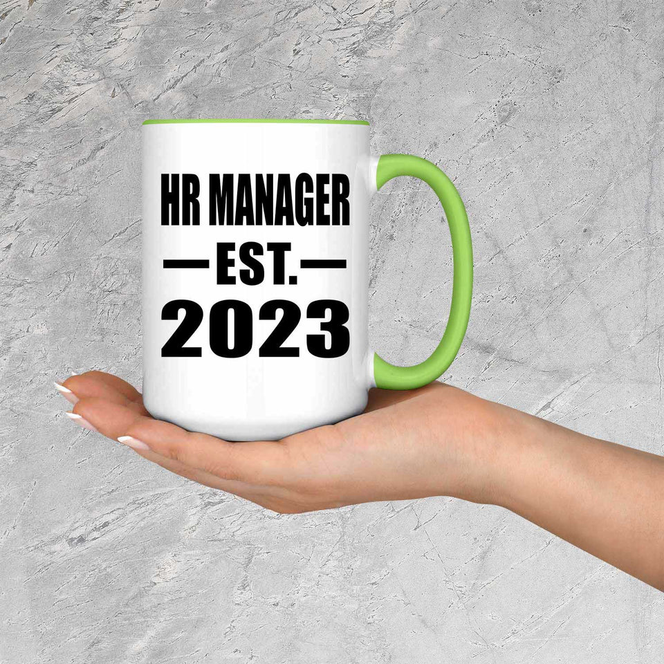 HR Manager Established EST. 2023 - 15oz Accent Mug Green