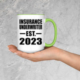 Insurance Underwriter Established EST. 2023 - 15oz Accent Mug Green