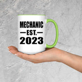Mechanic Established EST. 2023 - 15oz Accent Mug Green