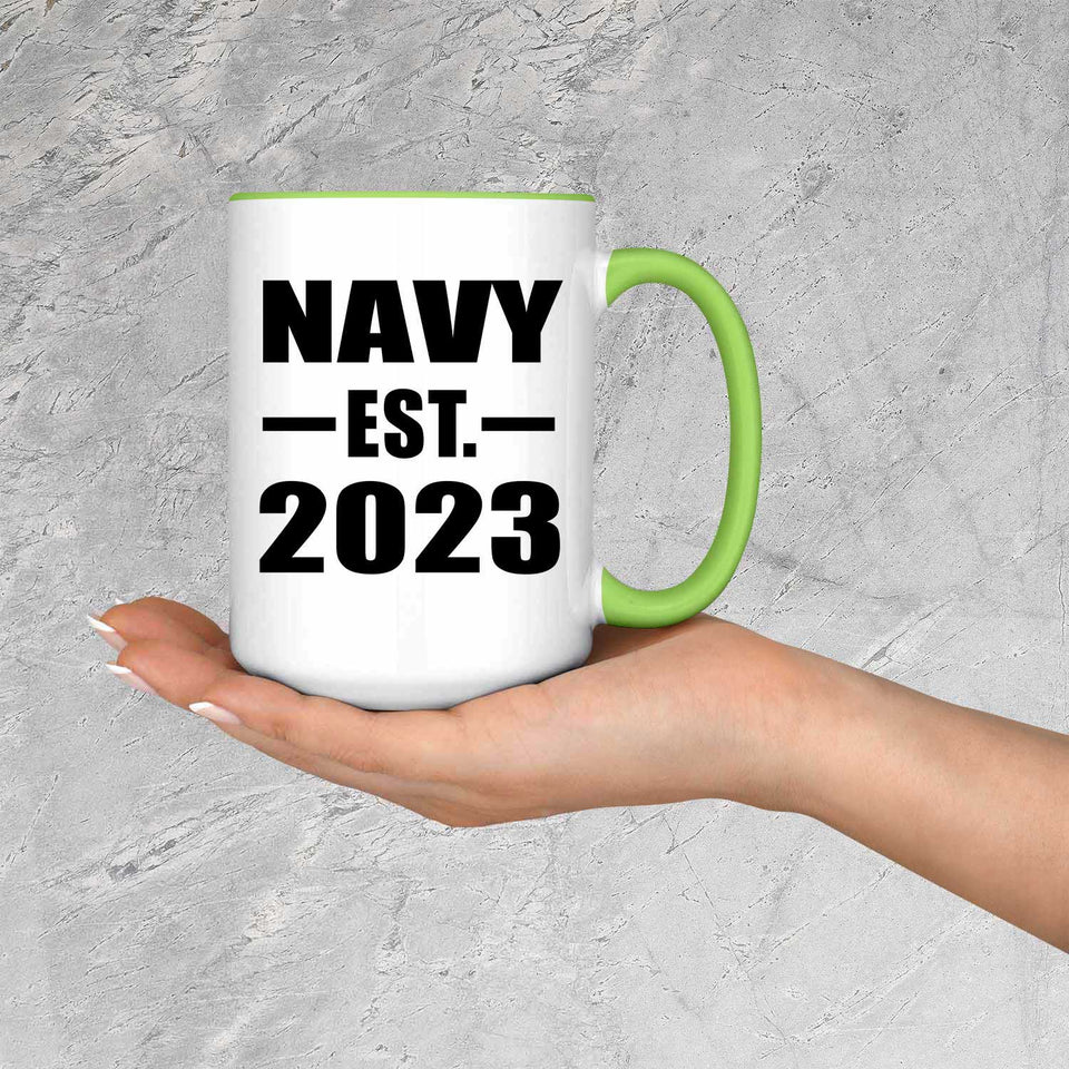 Navy Established EST. 2023 - 15oz Accent Mug Green