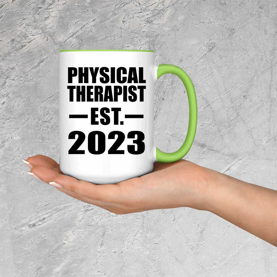 Physical Therapist Established EST. 2023 - 15oz Accent Mug Green