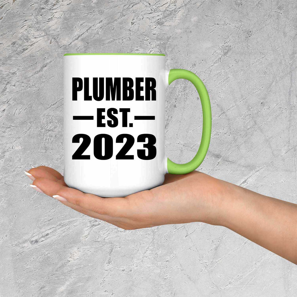 Plumber Established EST. 2023 - 15oz Accent Mug Green