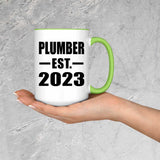 Plumber Established EST. 2023 - 15oz Accent Mug Green