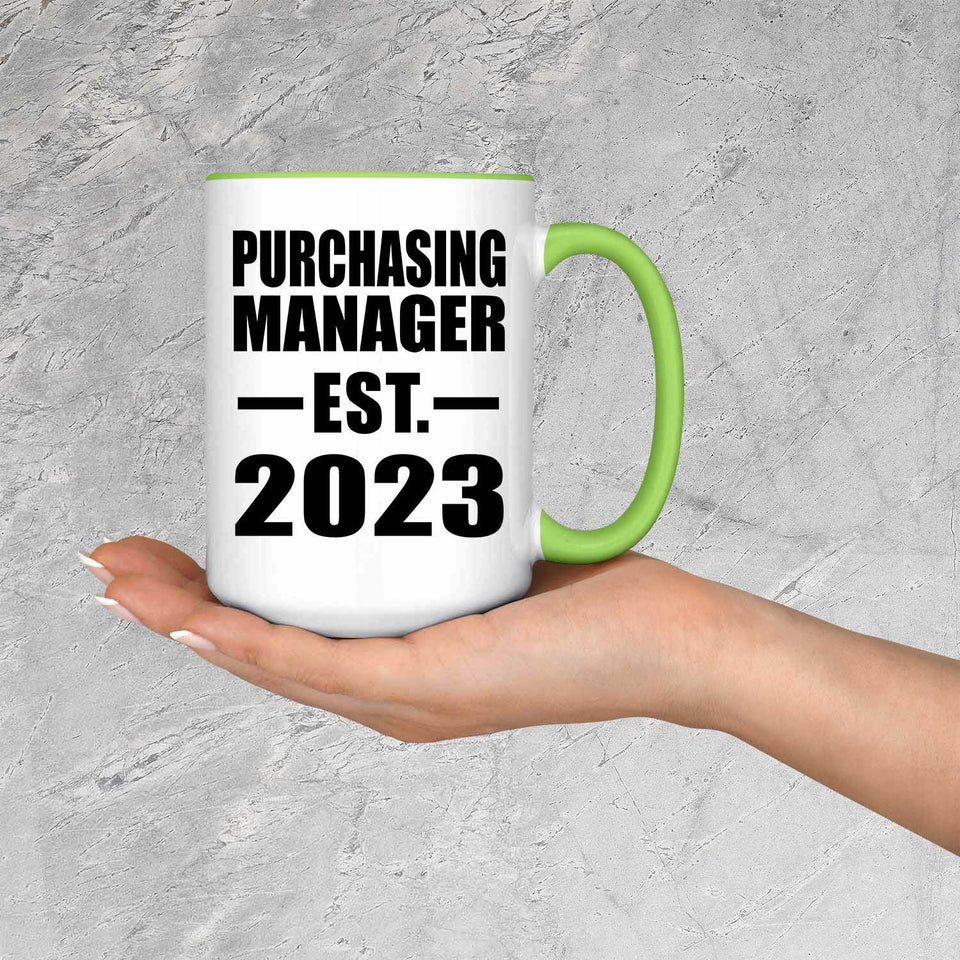 Purchasing Manager Established EST. 2023 - 15oz Accent Mug Green