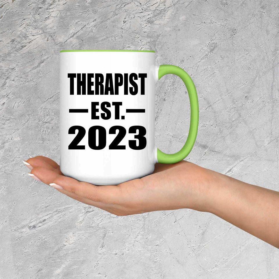 Therapist Established EST. 2023 - 15oz Accent Mug Green