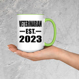 Veterinarian Established EST. 2023 - 15oz Accent Mug Green
