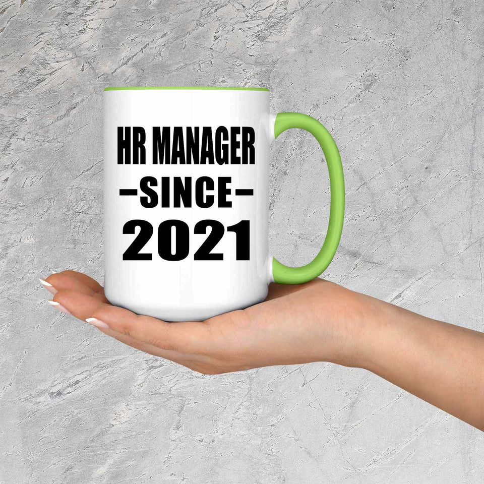 HR Manager Since 2021 - 15oz Accent Mug Green