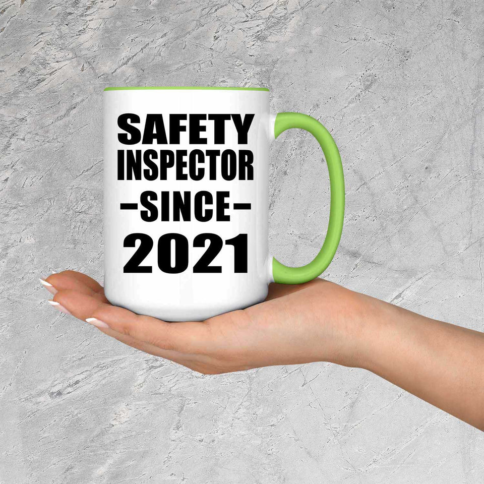 Safety Inspector Since 2021 - 15oz Accent Mug Green