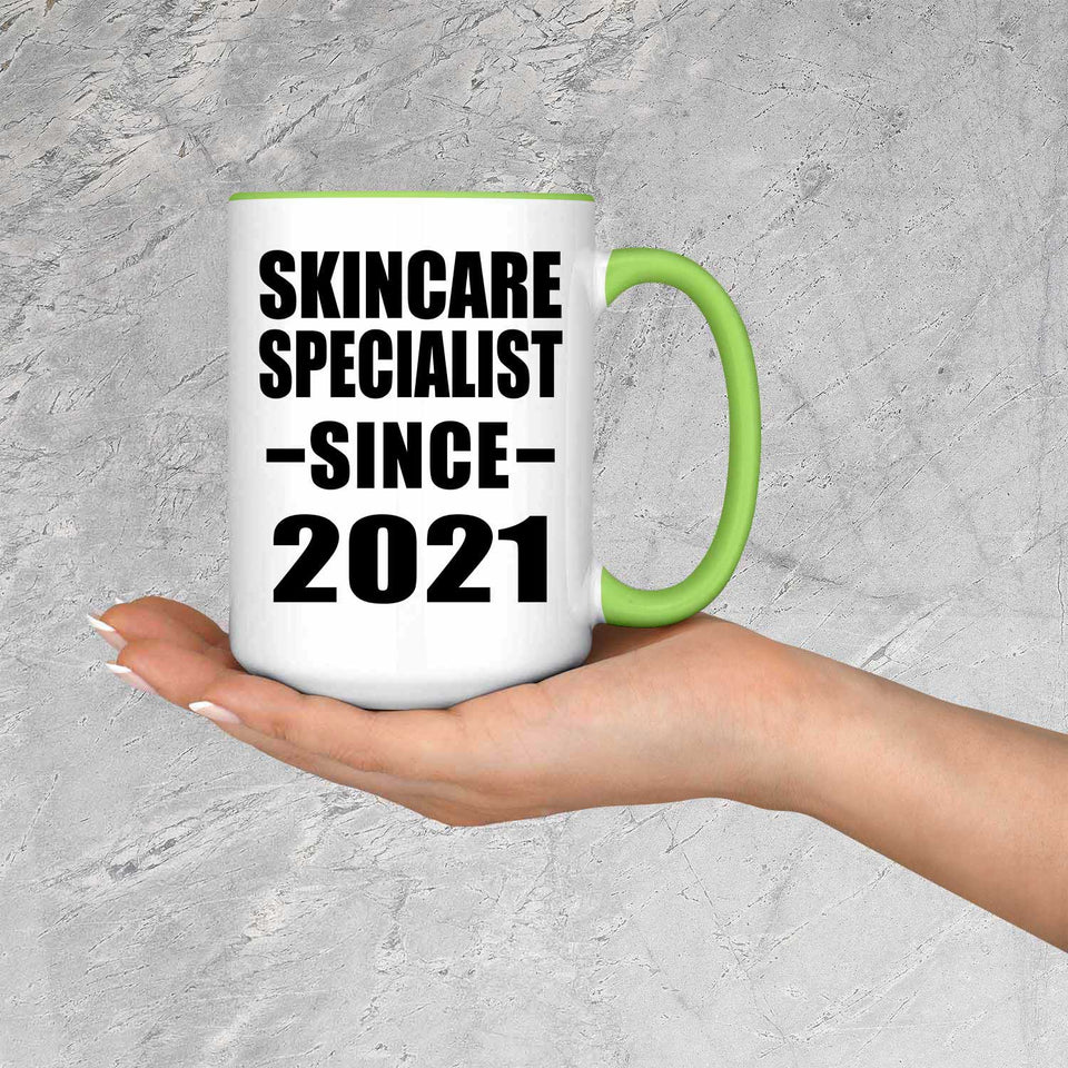 Skincare Specialist Since 2021 - 15oz Accent Mug Green