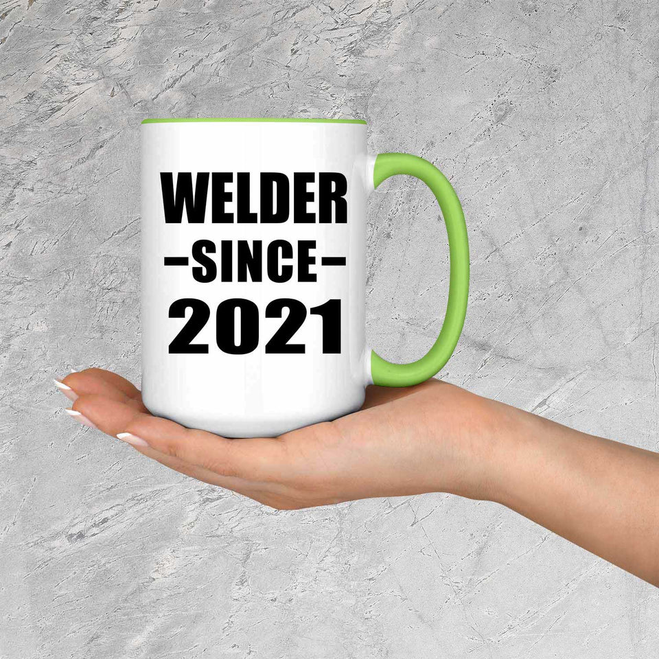 Welder Since 2021 - 15oz Accent Mug Green