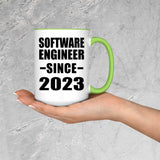 Software Engineer Since 2023 - 15oz Accent Mug Green