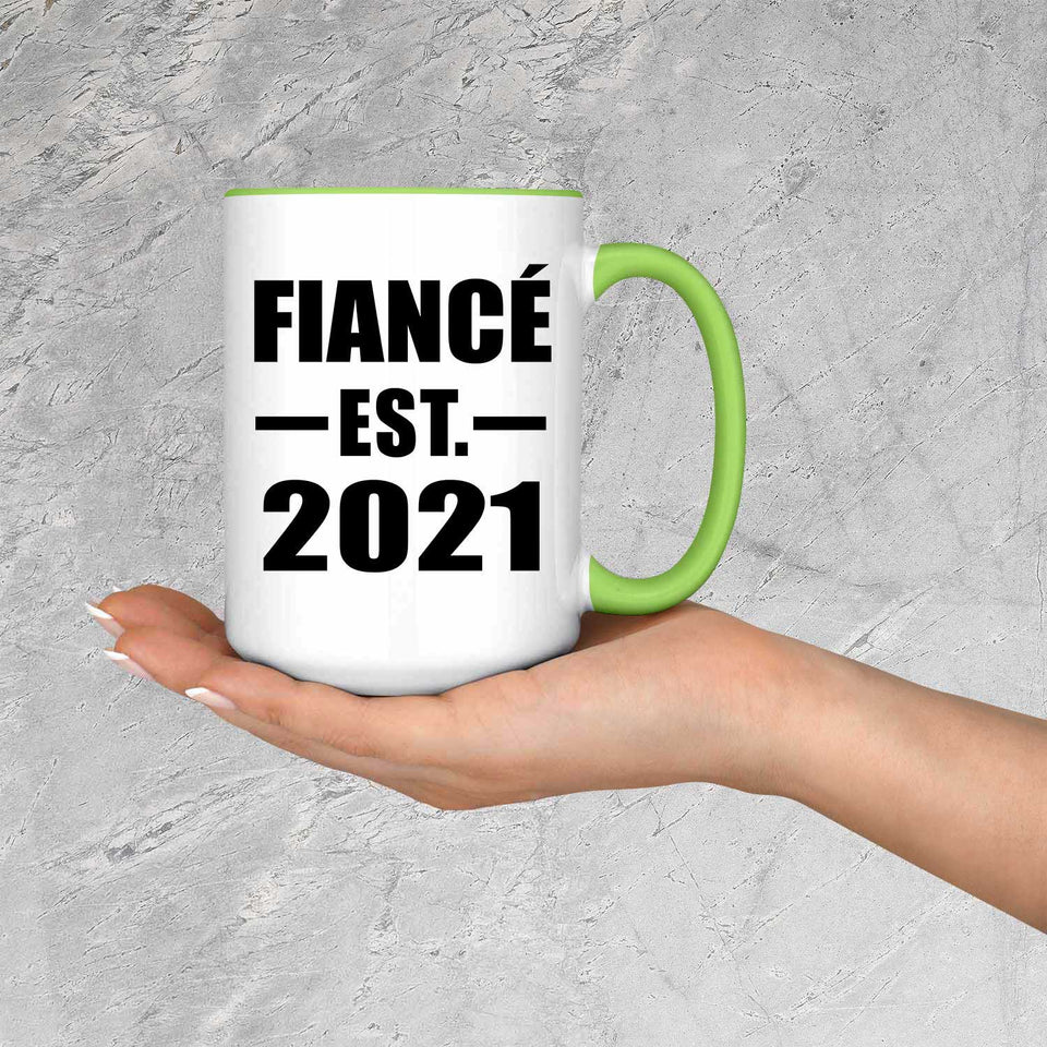 Fiance Established EST. 2021 - 15oz Accent Mug Green
