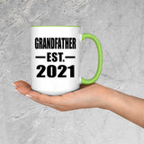 Grandfather Established EST. 2021 - 15oz Accent Mug Green