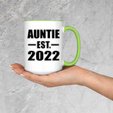 Auntie Established EST. 2022 - 15oz Accent Mug Green