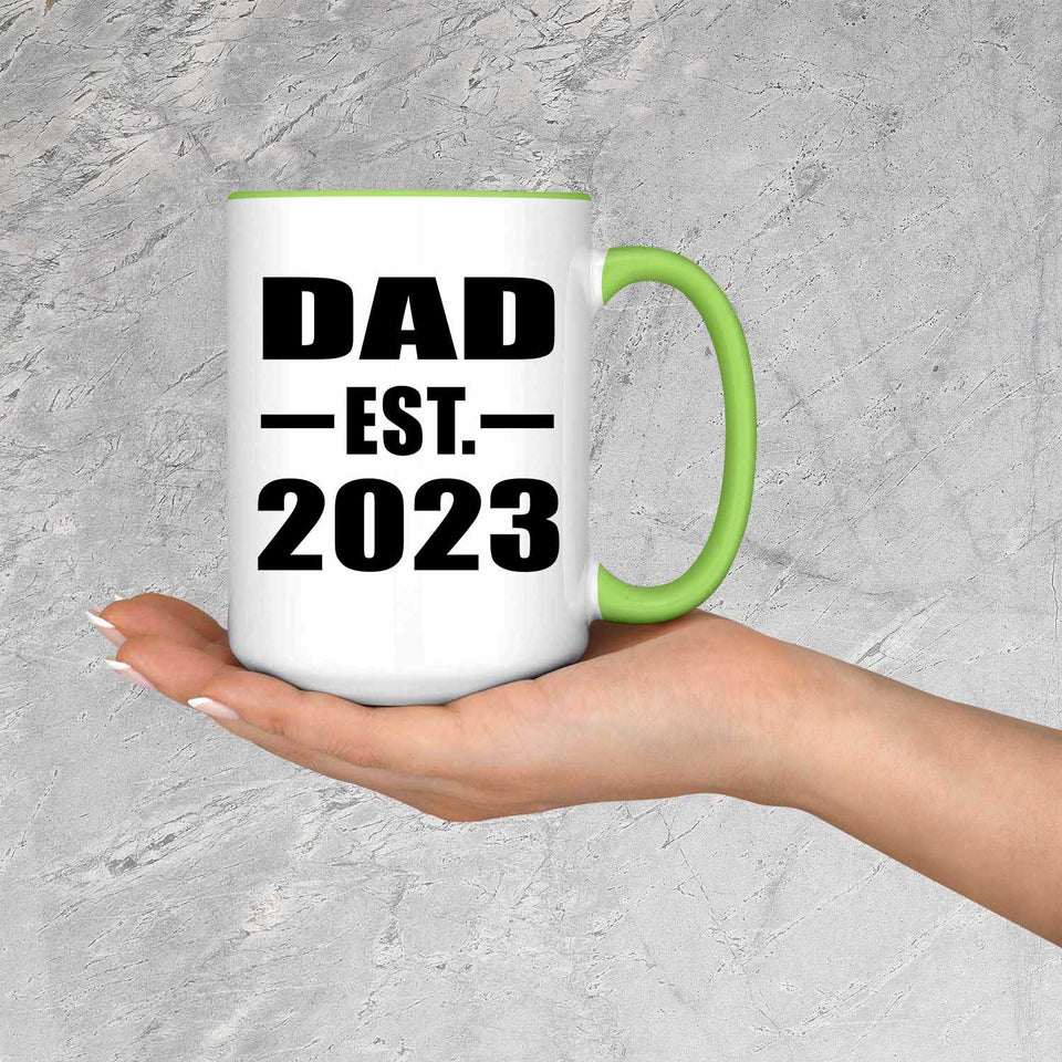 Dad Established EST. 2023 - 15oz Accent Mug Green
