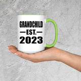 Grandchild Established EST. 2023 - 15oz Accent Mug Green