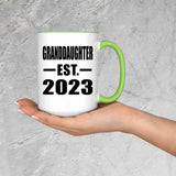 Granddaughter Established EST. 2023 - 15oz Accent Mug Green