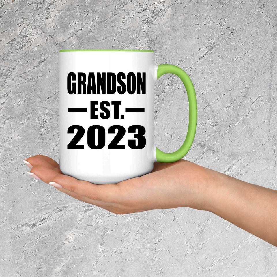 Grandson Established EST. 2023 - 15oz Accent Mug Green