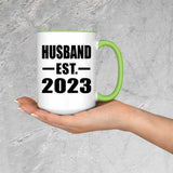 Husband Established EST. 2023 - 15oz Accent Mug Green