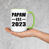 Papaw Established EST. 2023 - 15oz Accent Mug Green