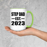 Step Dad Established EST. 2023 - 15oz Accent Mug Green