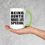 Being Auntie Makes Life Special - 15oz Accent Mug Green