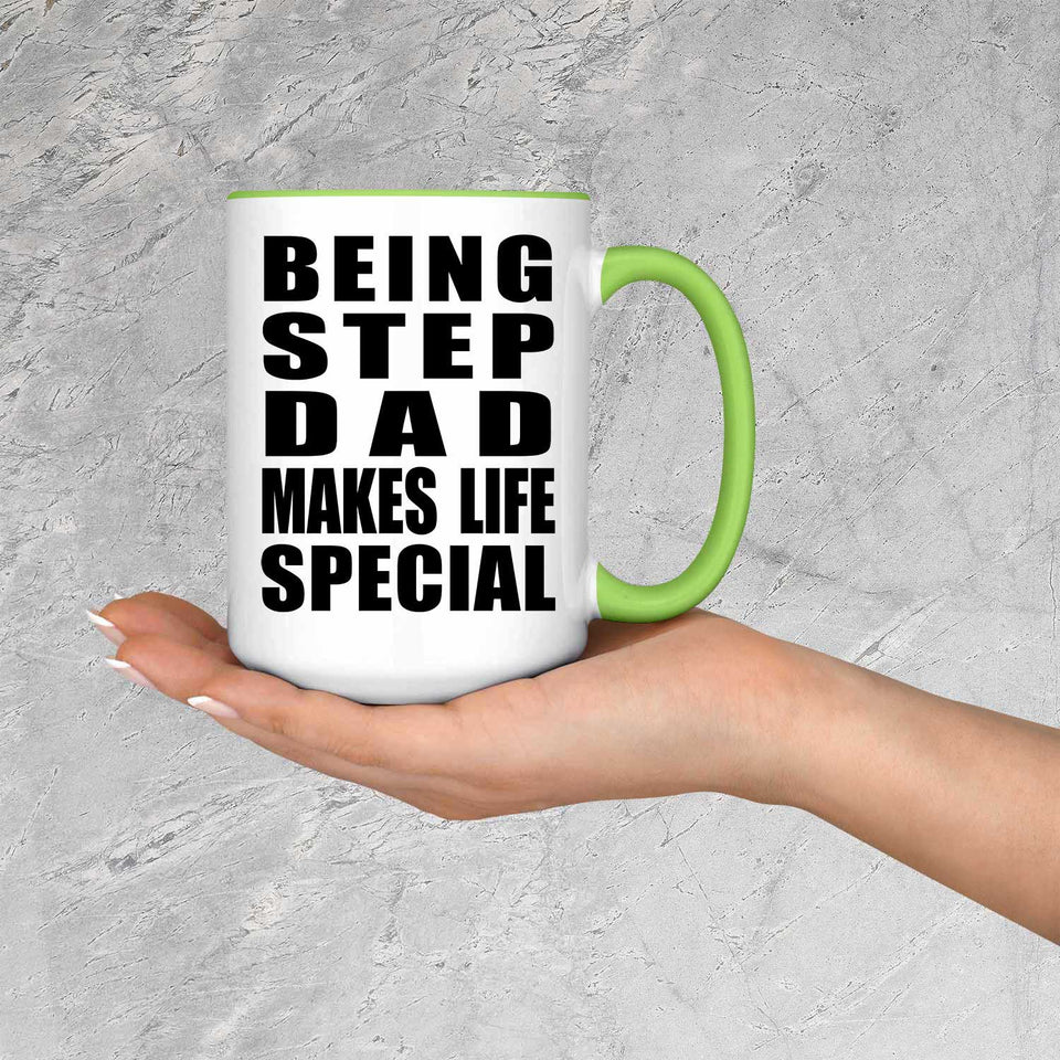 Being Step Dad Makes Life Special - 15oz Accent Mug Green
