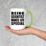 Being Scientist Makes Life Special - 15oz Accent Mug Green