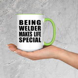 Being Welder Makes Life Special - 15oz Accent Mug Green