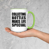 Collecting Bottles Makes Life Special - 15oz Accent Mug Green