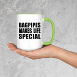 Bagpipes Makes Life Special - 15oz Accent Mug Green