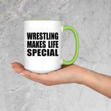 Wrestling Makes Life Special - 15oz Accent Mug Green